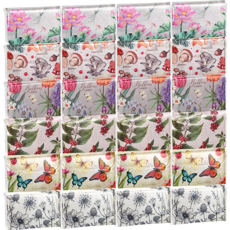 24 Packs Travel Size Tissue Pocket Slim Pack Facial 3 Ply Wallet Size Pocket Tissues for Travel Wedding Party Favors 6 StylesVintage Floral
